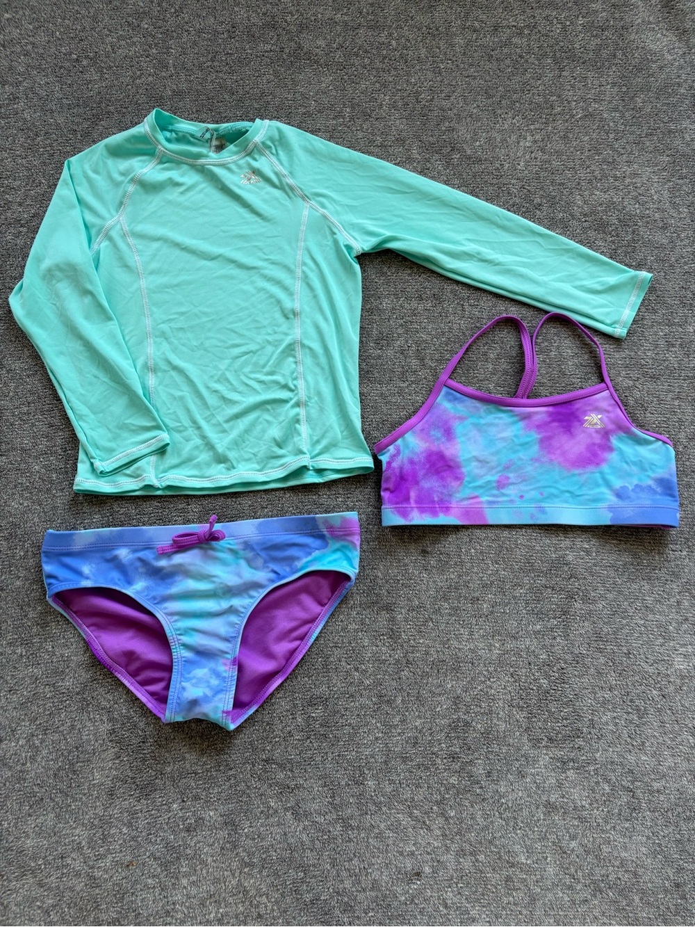 Girls' 3-Piece Mint & Purple Swim Set